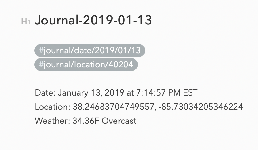 example journal entry header