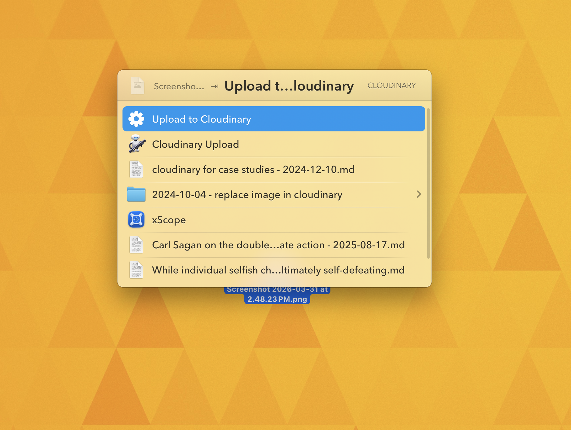 Cloudinary Uploader thumbnail