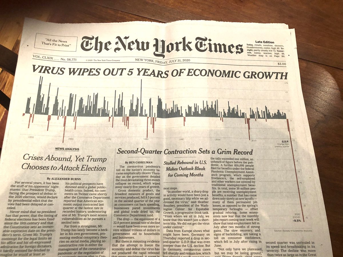 front page of New York Times July 31, 2020
