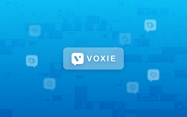 Voxie logo on a bright blue background